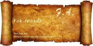 Fok Anikó névjegykártya